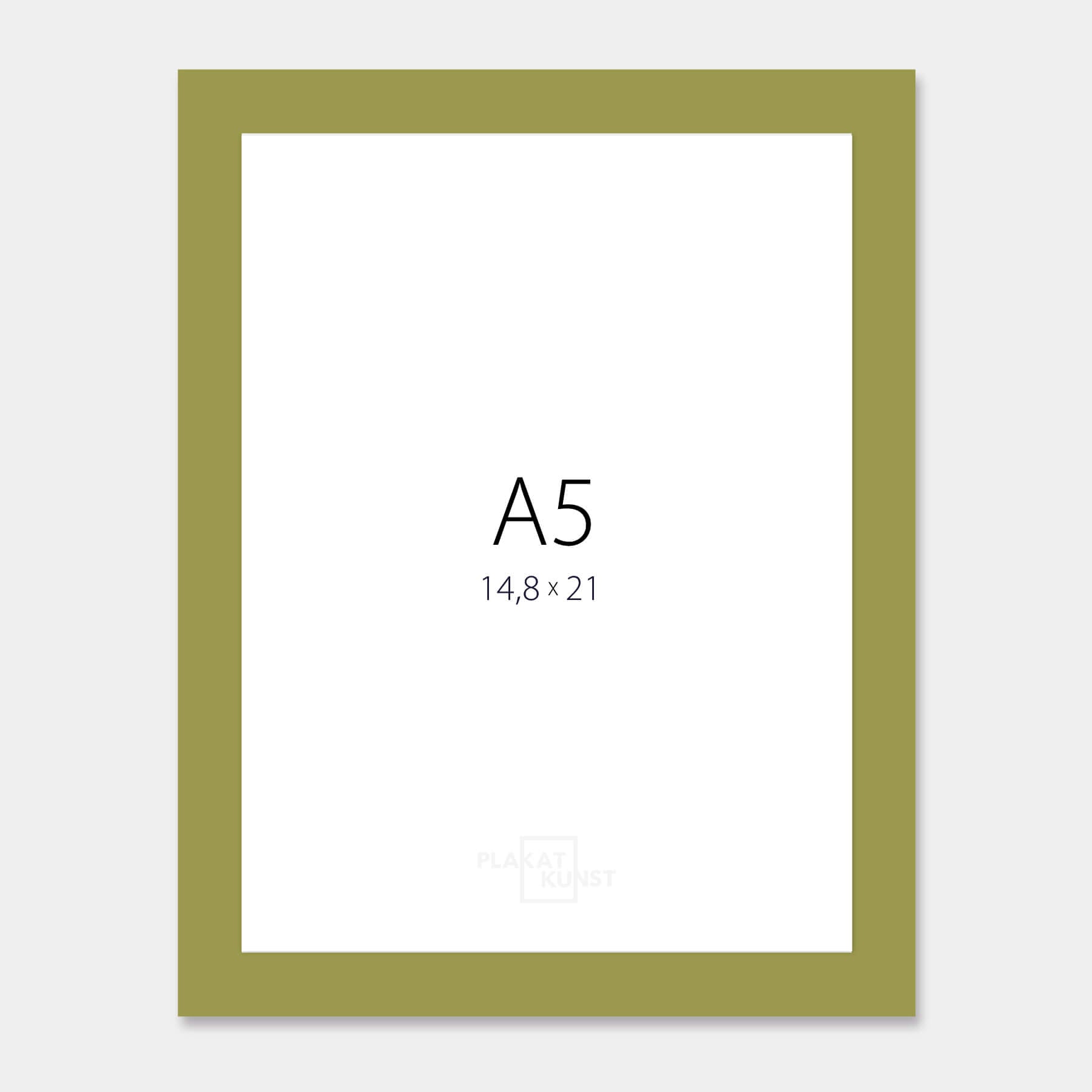 Olive green matte wooden frame – Narrow (15 mm) – A5 (15x21 cm)