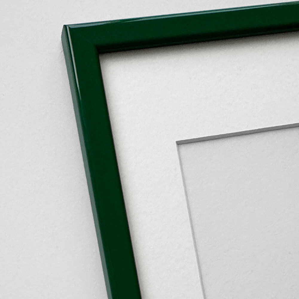 Dark green glossy wooden frame - Narrow (14 mm) - 40×50 cm