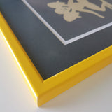 Yellow glossy wooden frame - Narrow (14 mm) - Custom size