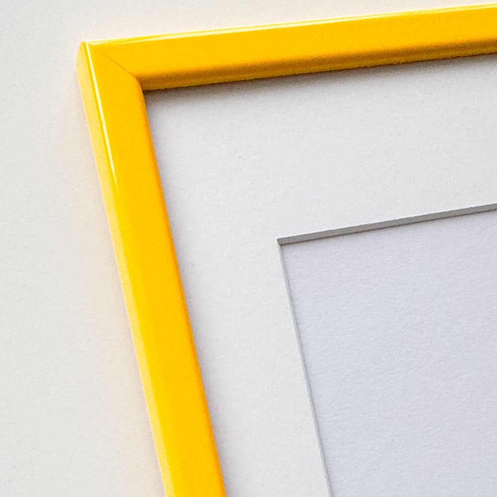Yellow glossy wooden frame - Narrow (14 mm) - A2 (42x59.4 cm)