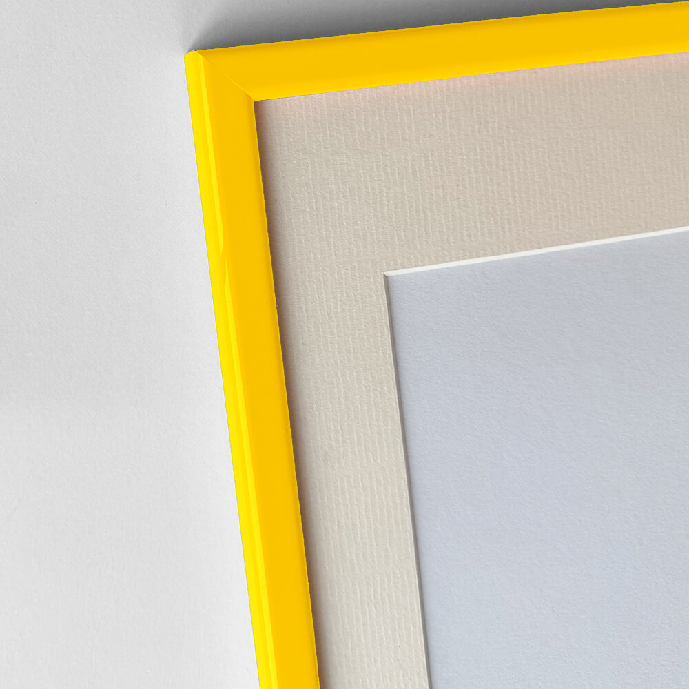 Yellow glossy wooden frame - Narrow (14 mm) - 50x70 cm