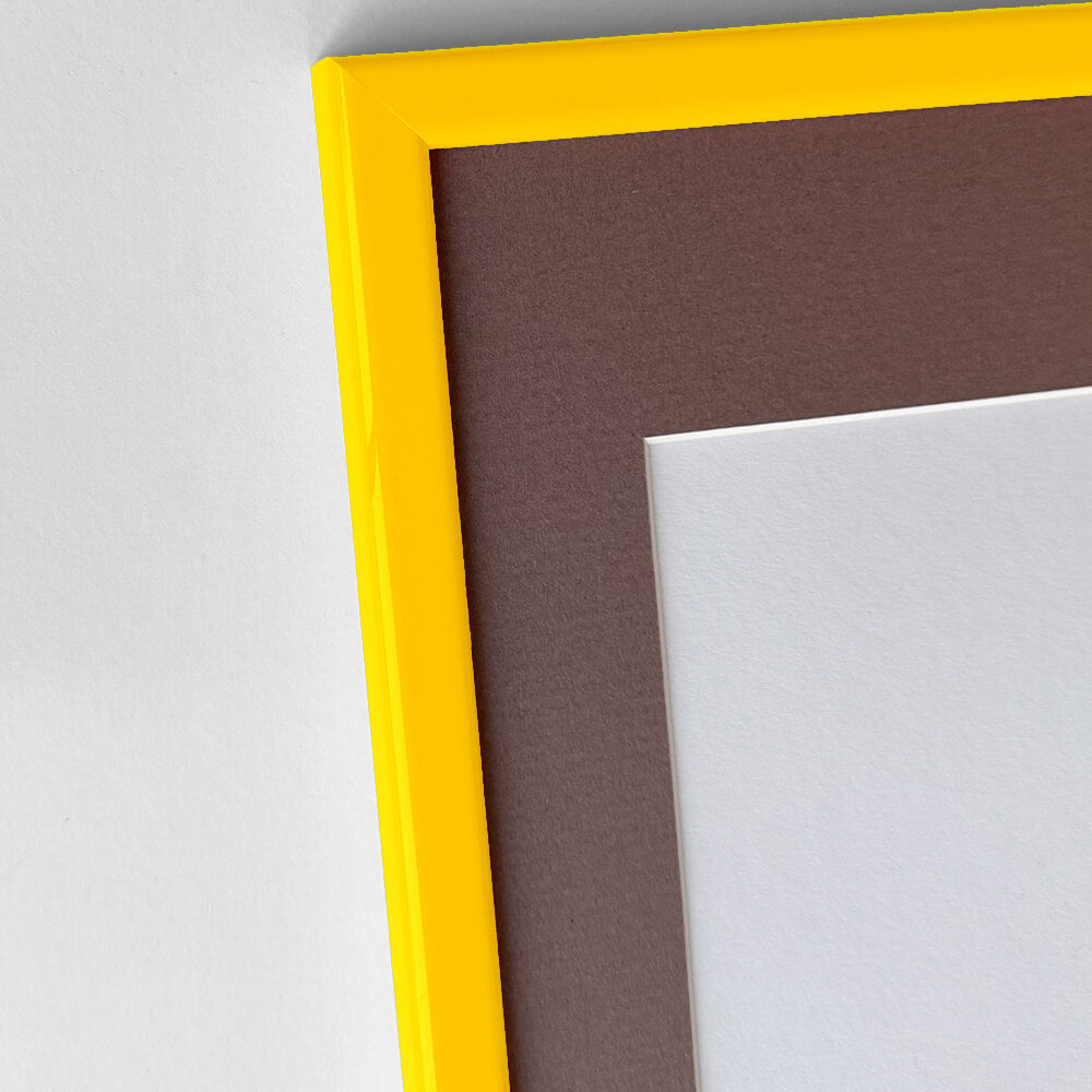 Yellow glossy wooden frame - Narrow (14 mm) - 28x35 cm