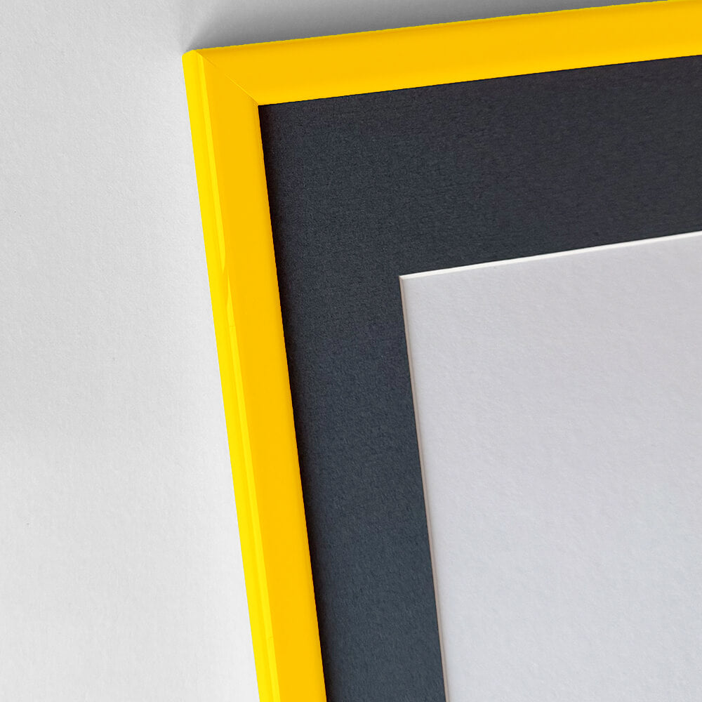 Yellow glossy wooden frame - Narrow (14 mm) - 28x35 cm