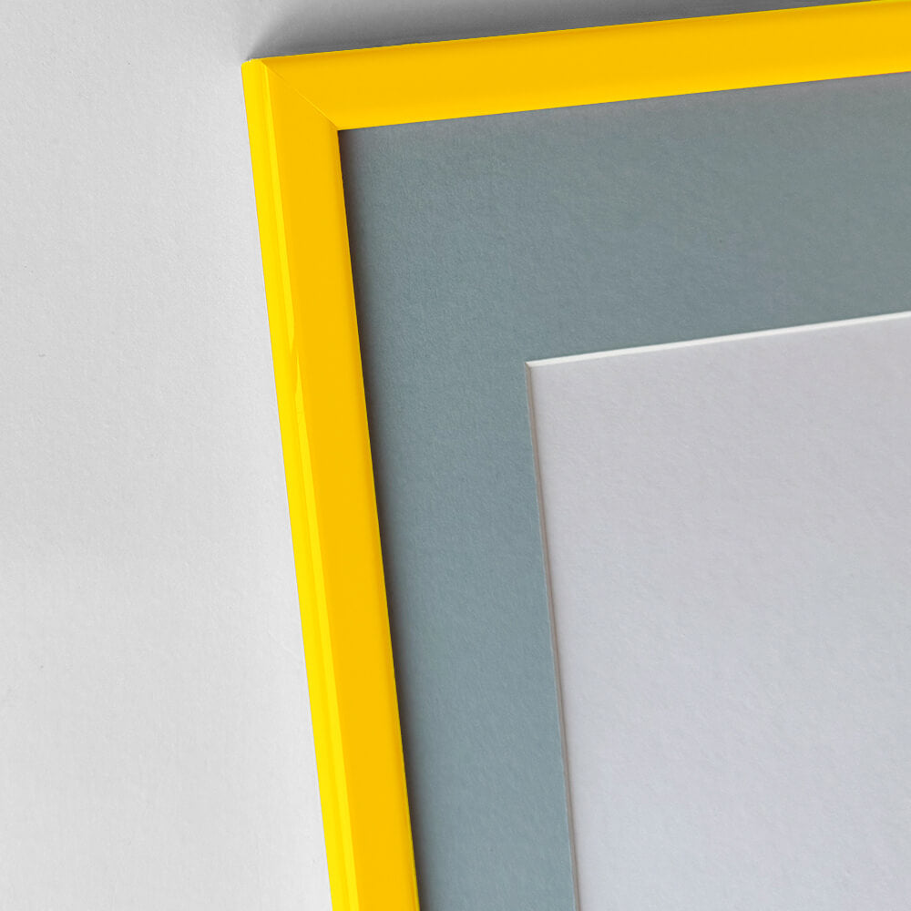 Yellow glossy wooden frame - Narrow (14 mm) - A2 (42x59.4 cm)