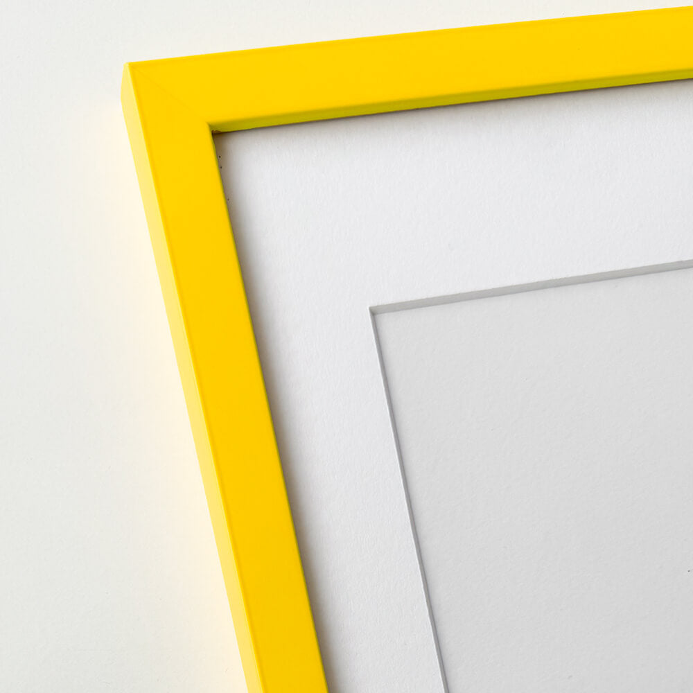 Yellow matte wooden frame – Narrow (15 mm) – A4 (21x29.7 cm)
