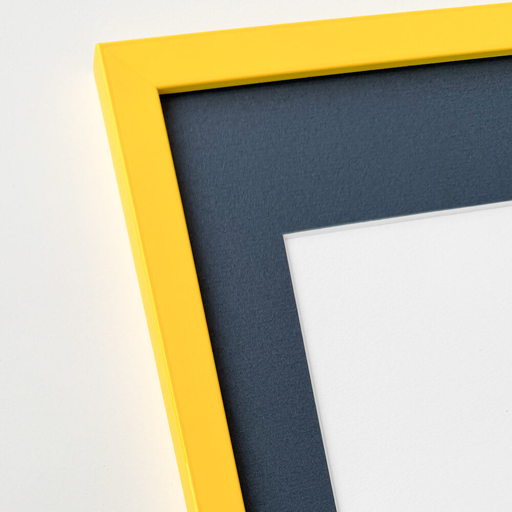Yellow matte wooden frame - Narrow (15 mm) - Custom size