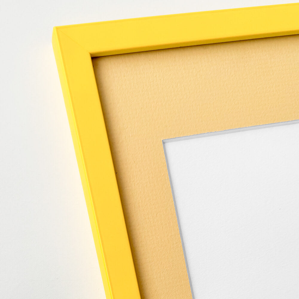 Yellow matte wooden frame - Narrow (15 mm) - Custom size