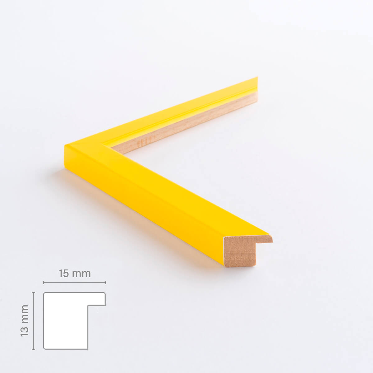 Yellow matte wooden frame - Narrow (15 mm)