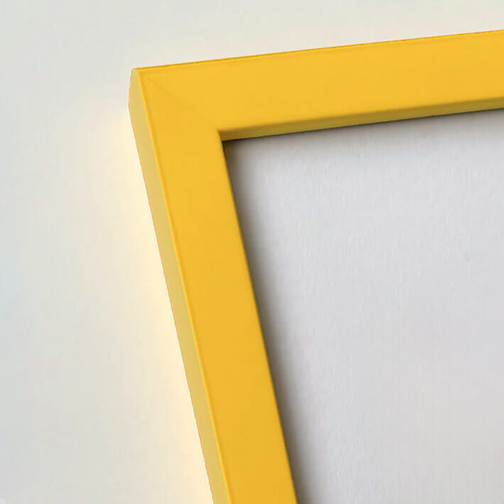 Yellow matte wooden frame - Narrow (15 mm) - 28x35 cm
