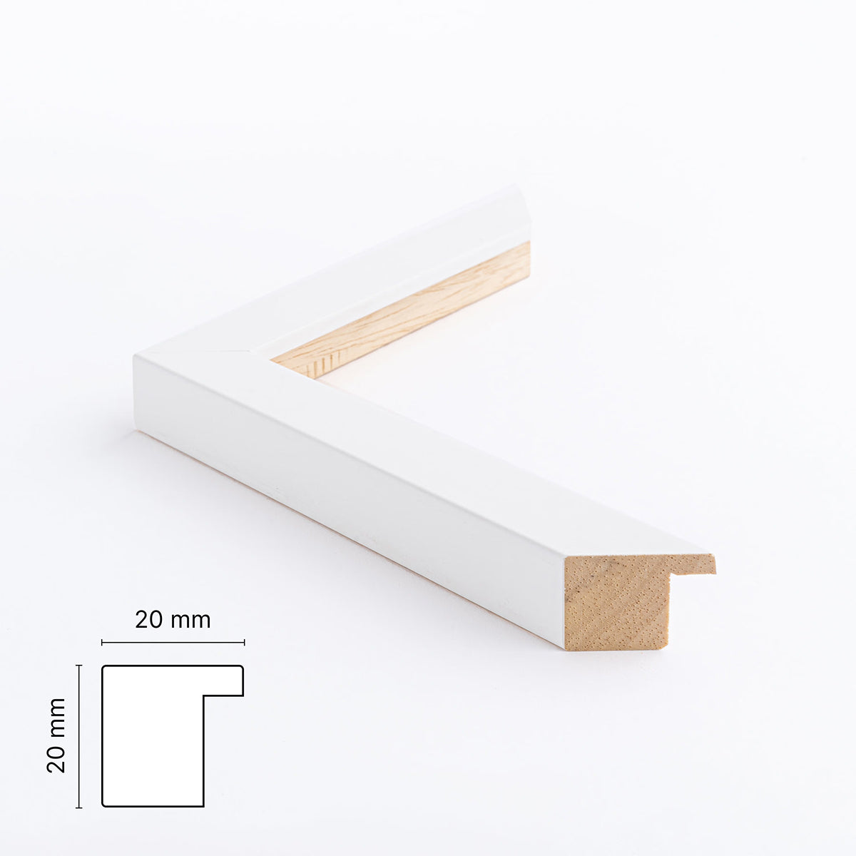 White wooden frame - Wide (20x20 mm)
