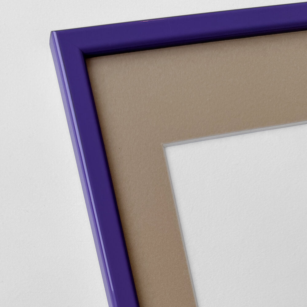 Purple glossy wooden frame - Narrow (14 mm) - A4 (21x29.7 cm)