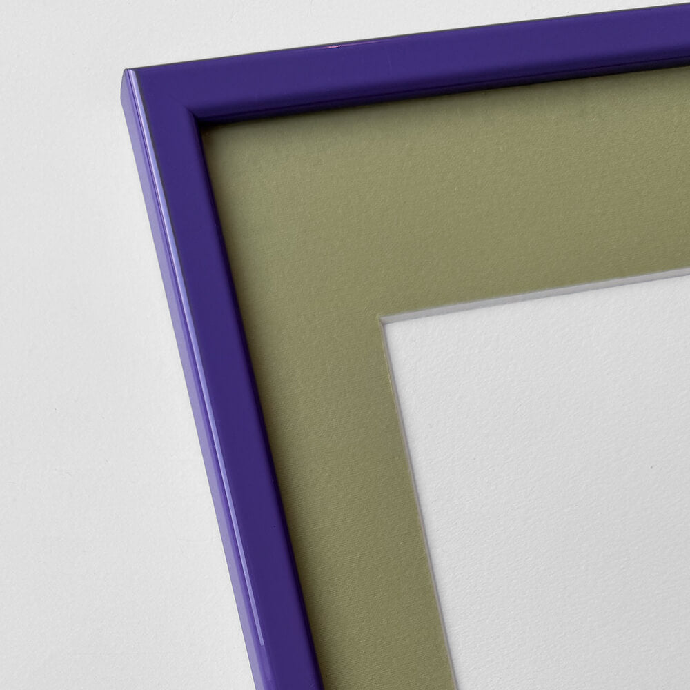 Purple glossy wooden frame - Narrow (14 mm) - Custom size