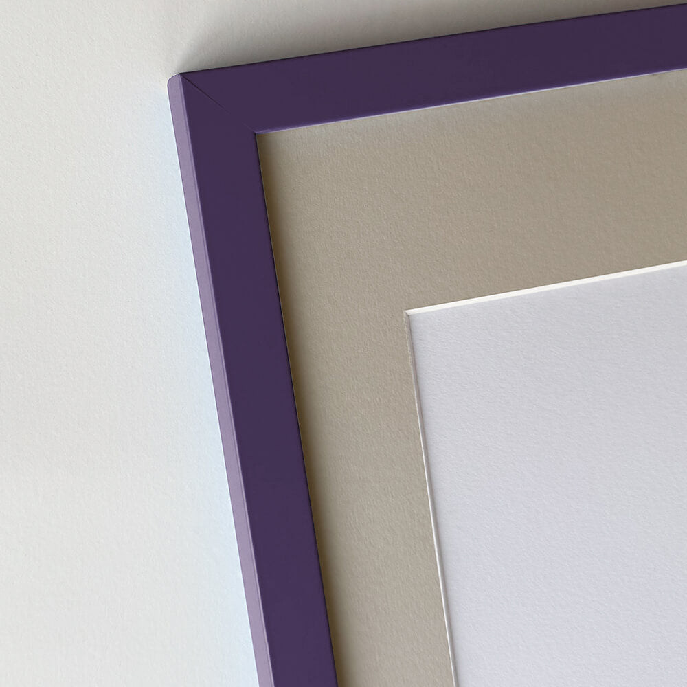 Purple matte wooden frame - Narrow (15 mm) - Custom size