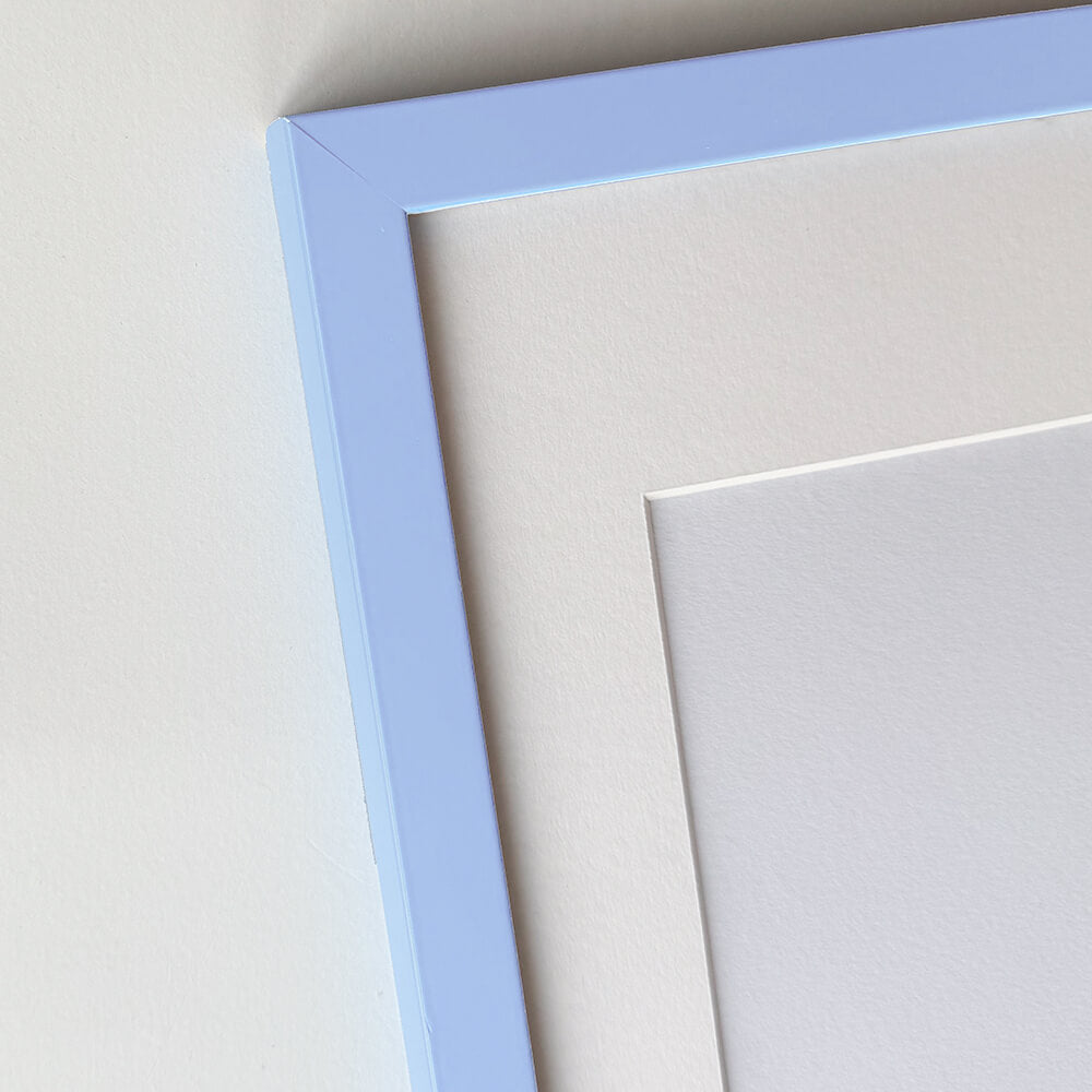 Light blue matte wooden frame - Narrow (15 mm) - Custom size