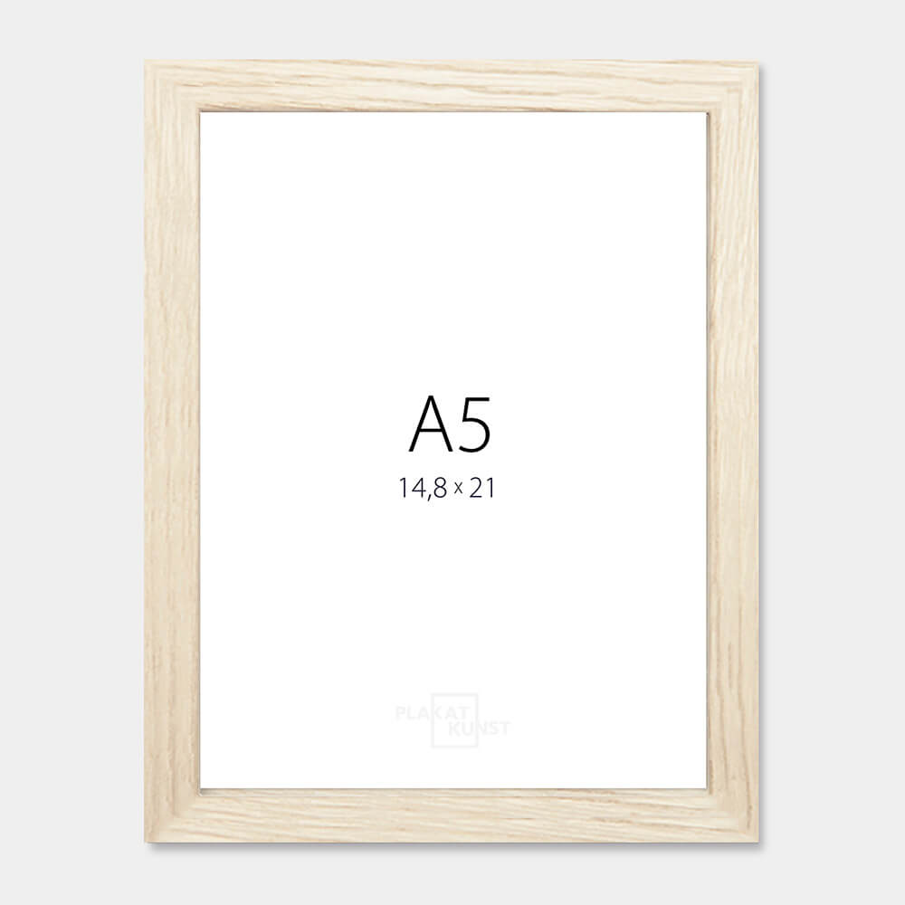 Light oak wooden frame – Narrow (15 mm) – A5 (14.8x21 cm)