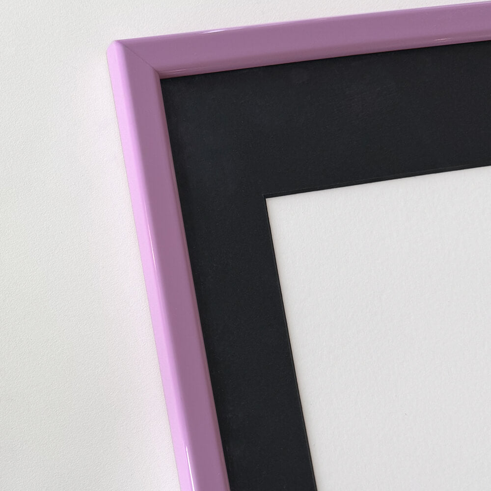 Pink glossy wooden frame - Narrow (14 mm) - A2 (42x59.4 cm)