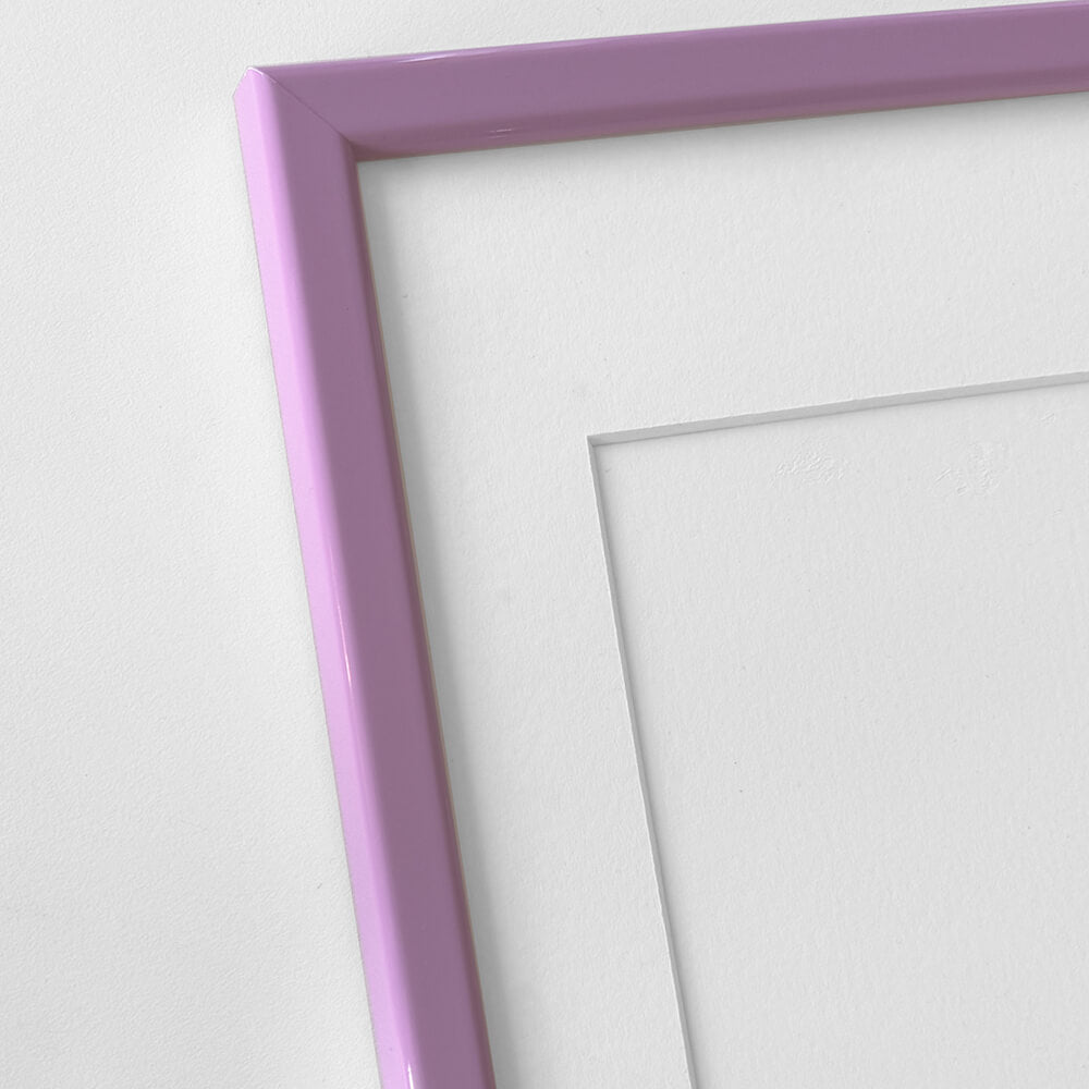 Pink glossy wooden frame - Narrow (14 mm) - Custom size