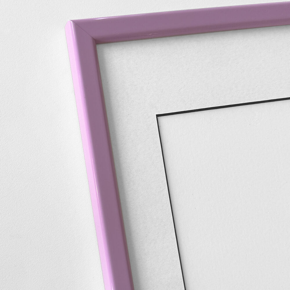 Pink glossy wooden frame - Narrow (14 mm) - 50×60 cm
