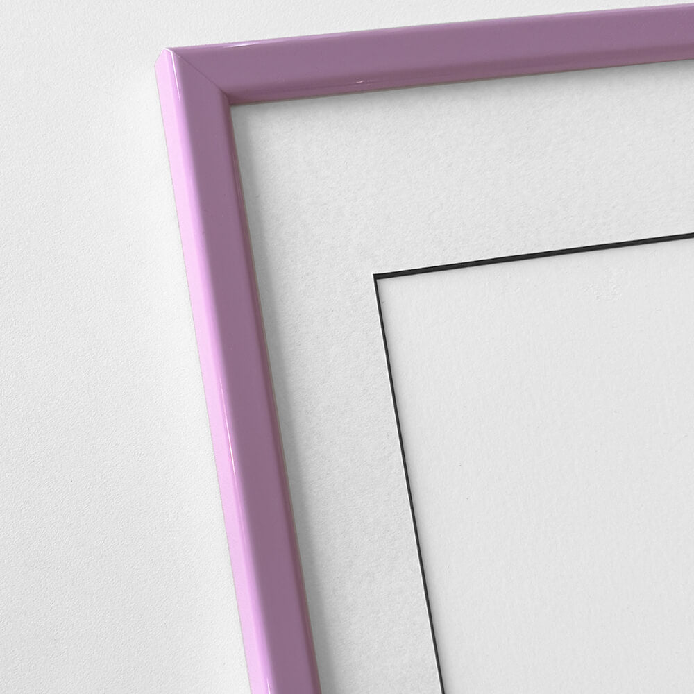 Pink glossy wooden frame - Narrow (14 mm) - 30×30 cm