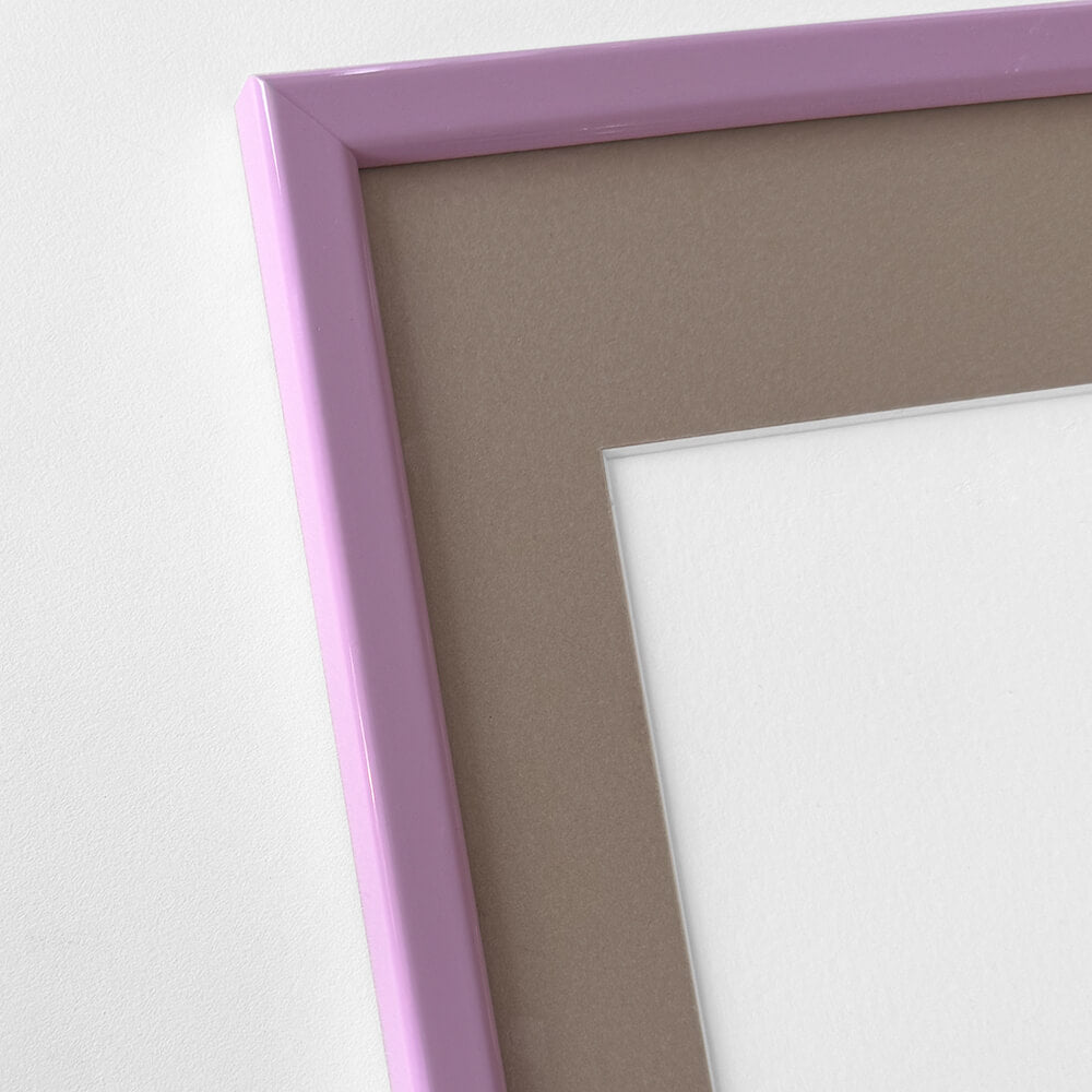 Pink glossy wooden frame - Narrow (14 mm) - 50x70 cm