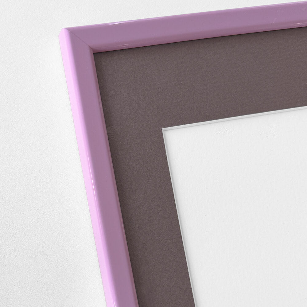 Pink glossy wooden frame - Narrow (14 mm) - 50×60 cm