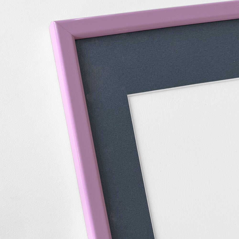 Pink glossy wooden frame - Narrow (14 mm) - 50×50 cm