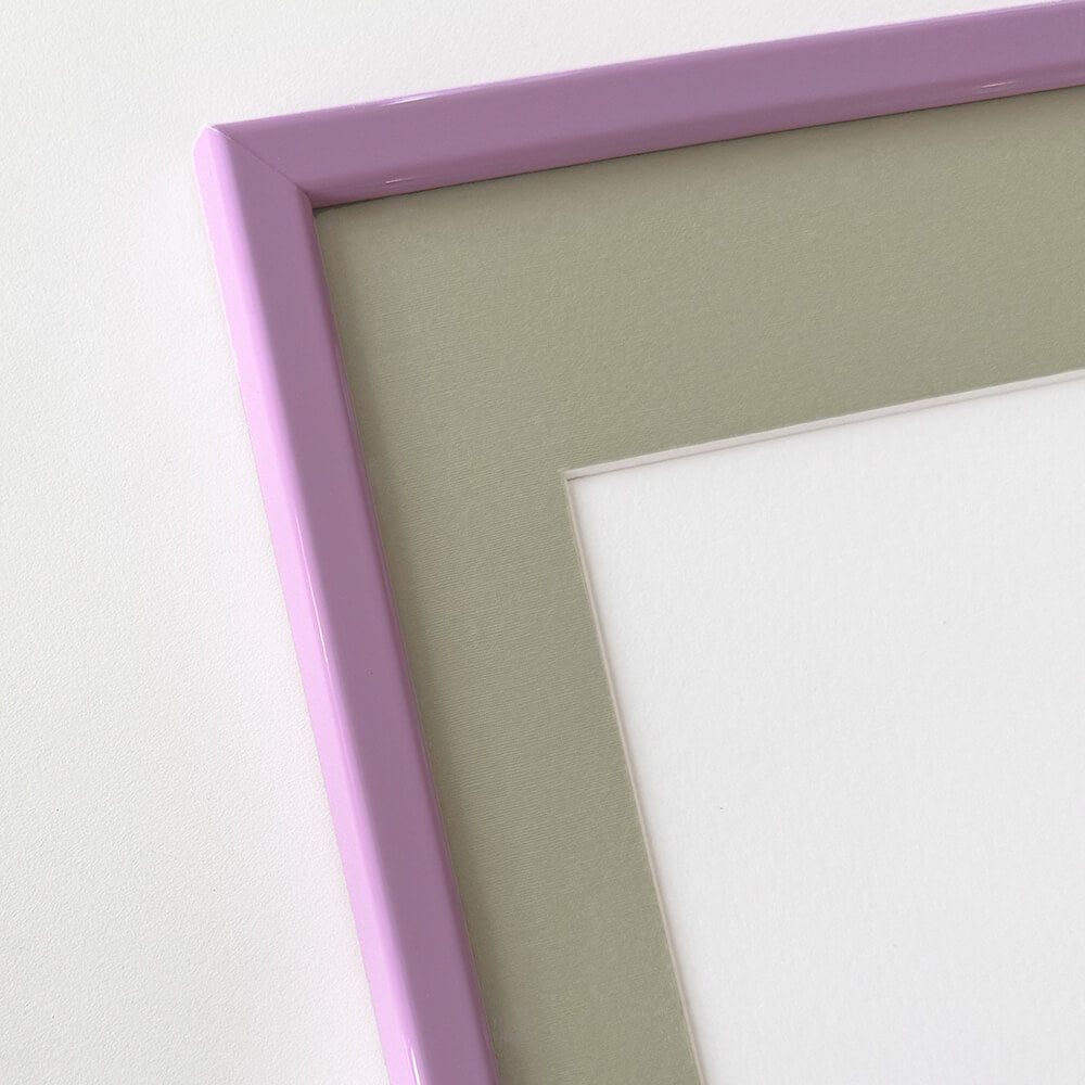 Pink glossy wooden frame - Narrow (14 mm) - 40×50 cm