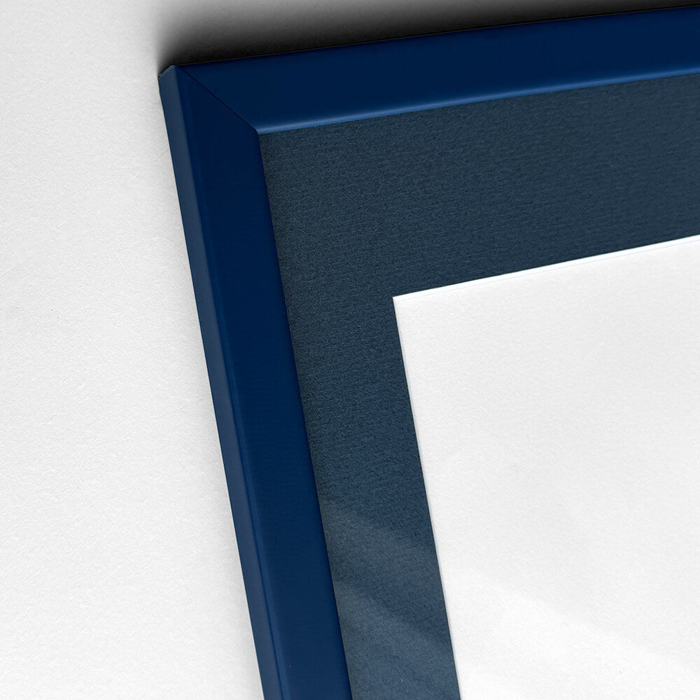 Matte dark blue wooden frame - Narrow (15 mm) - Custom size