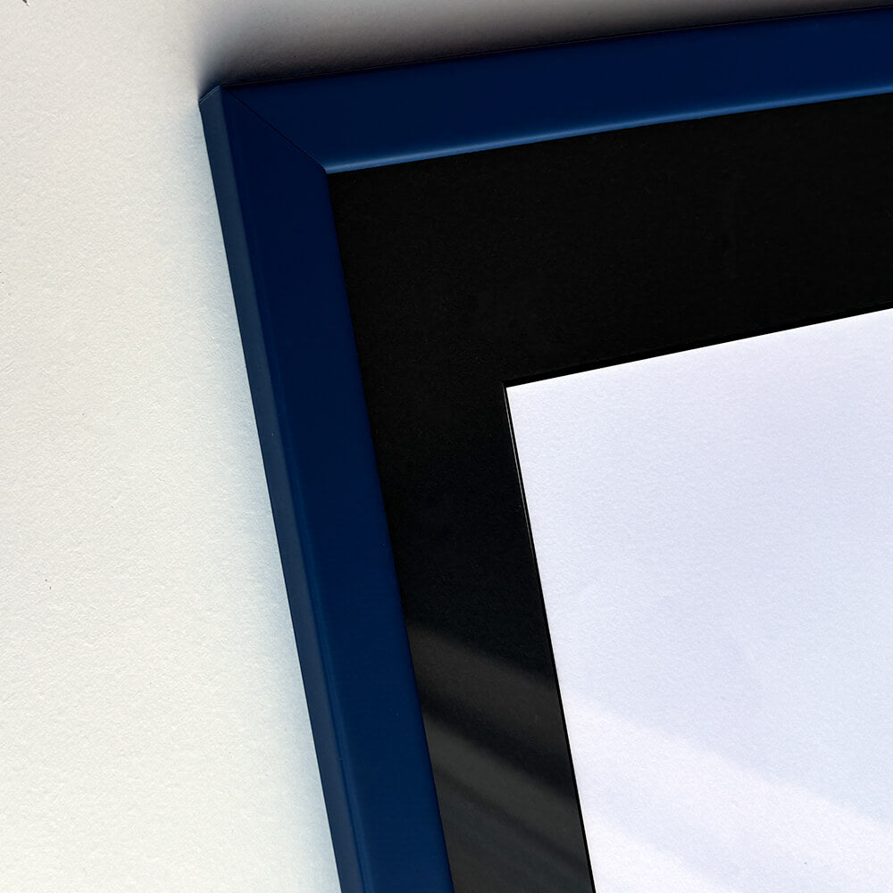 Dark blue matte wooden frame - Narrow (15 mm) - 28x35 cm