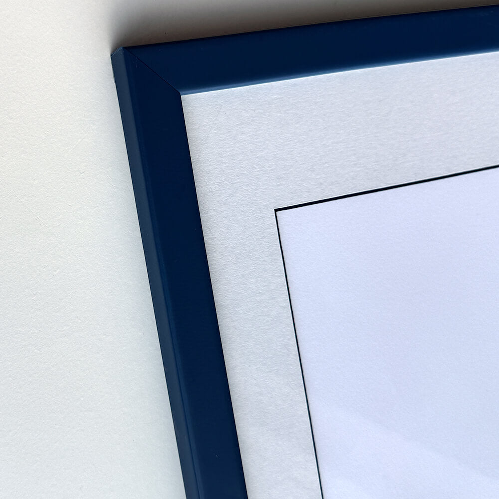 Matte dark blue wooden frame - Narrow (15 mm) - Custom size