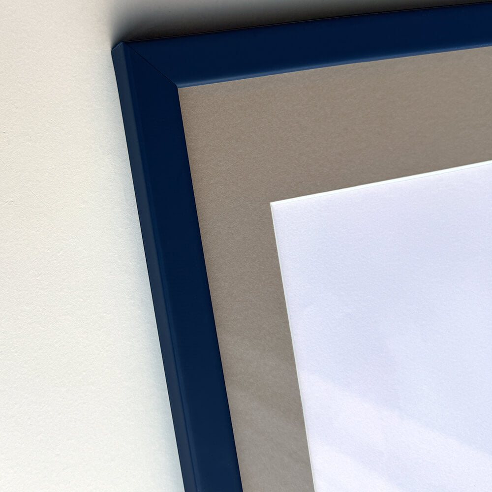 Matte dark blue wooden frame - Narrow (15 mm) - Custom size