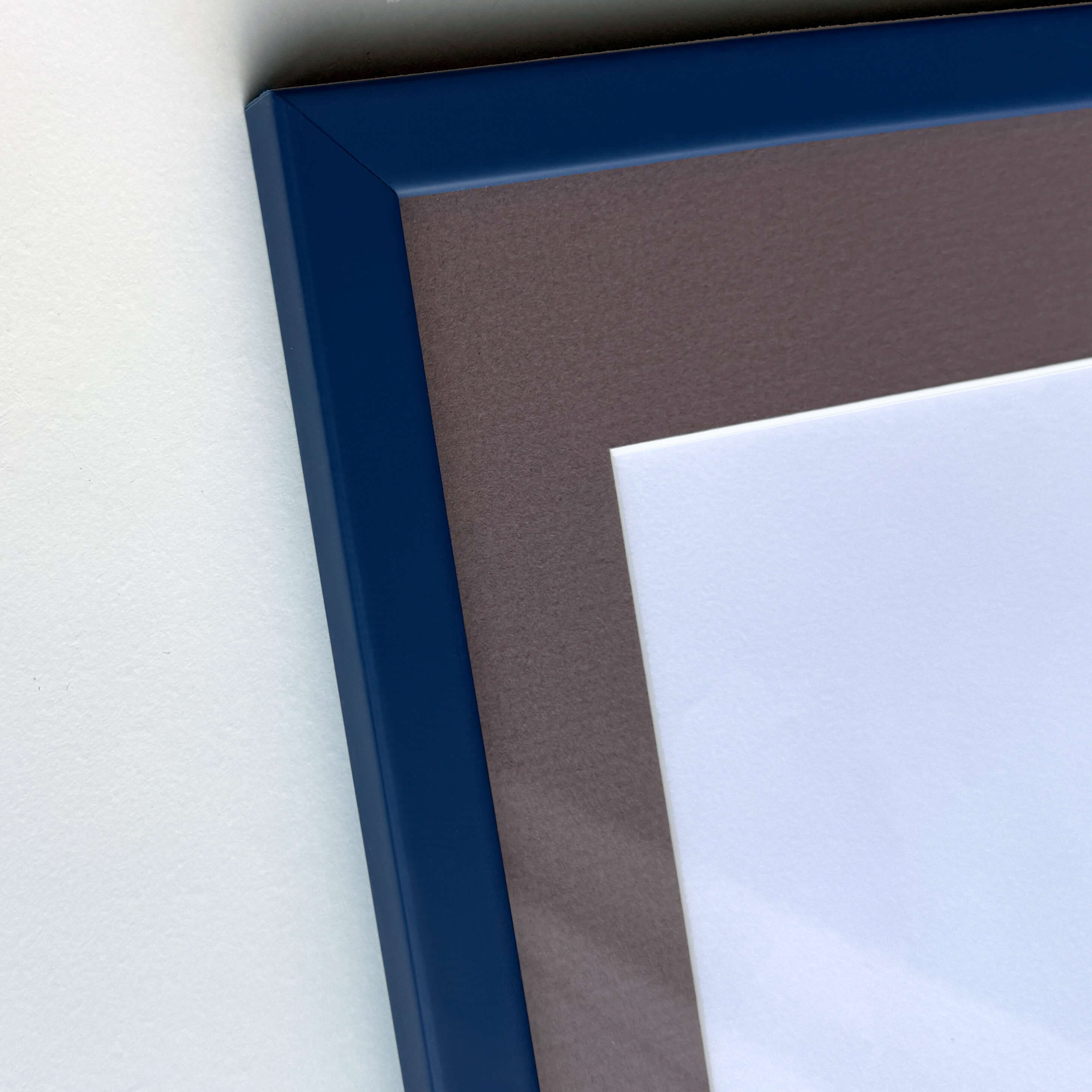 Matte dark blue wooden frame - Narrow (15 mm) - Custom size