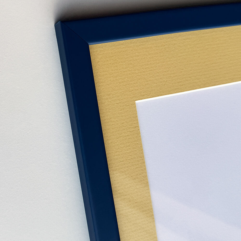 Matte dark blue wooden frame - Narrow (15 mm) - Custom size