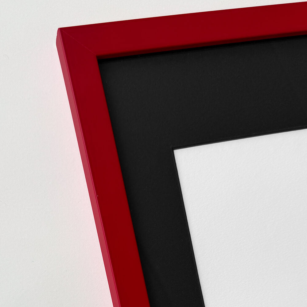 Dark red matte wooden Frame - Narrow (15mm) - A2 (42x59.4cm)