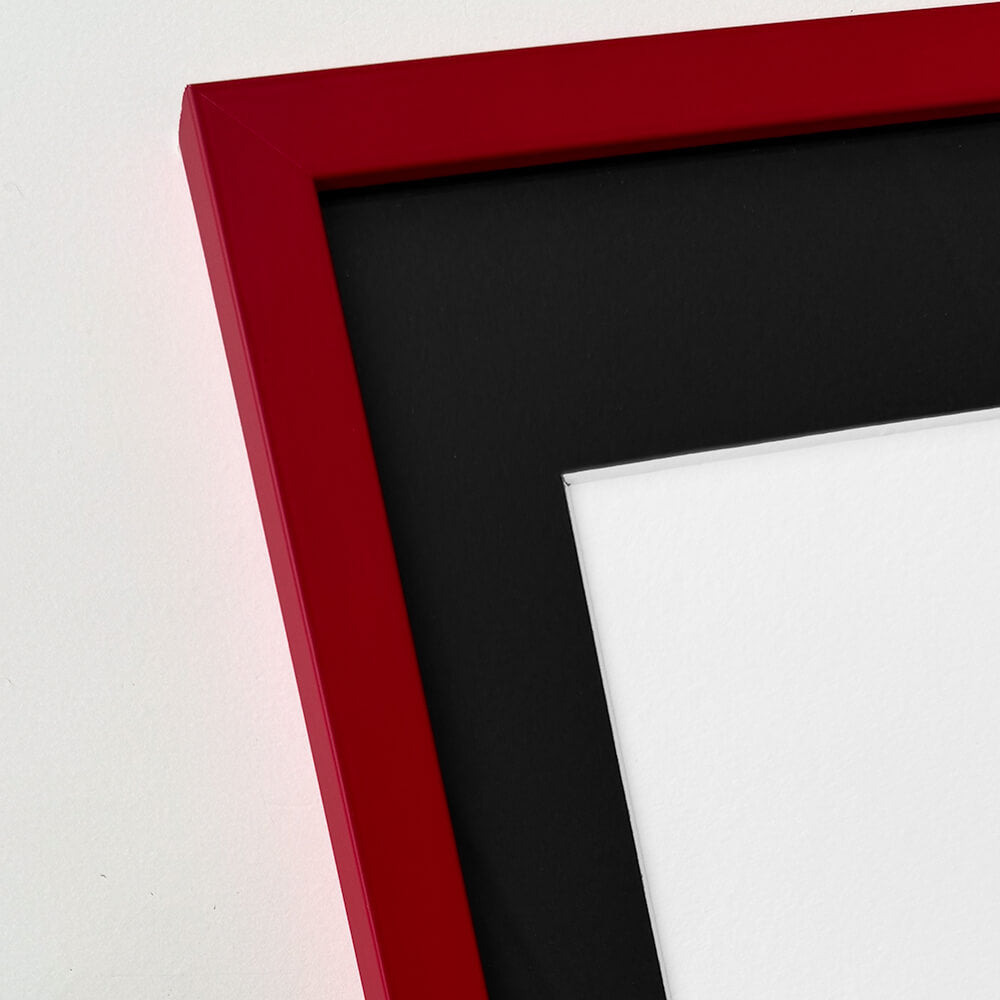 Dark red matt wooden frame - Narrow (15 mm) - 50x50 cm