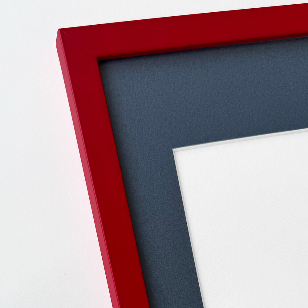 Dark red matte wooden Frame - Narrow (15mm) - A2 (42x59.4cm)