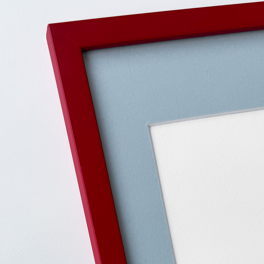 Dark red matte wooden Frame - Narrow (15mm) - A2 (42x59.4cm)