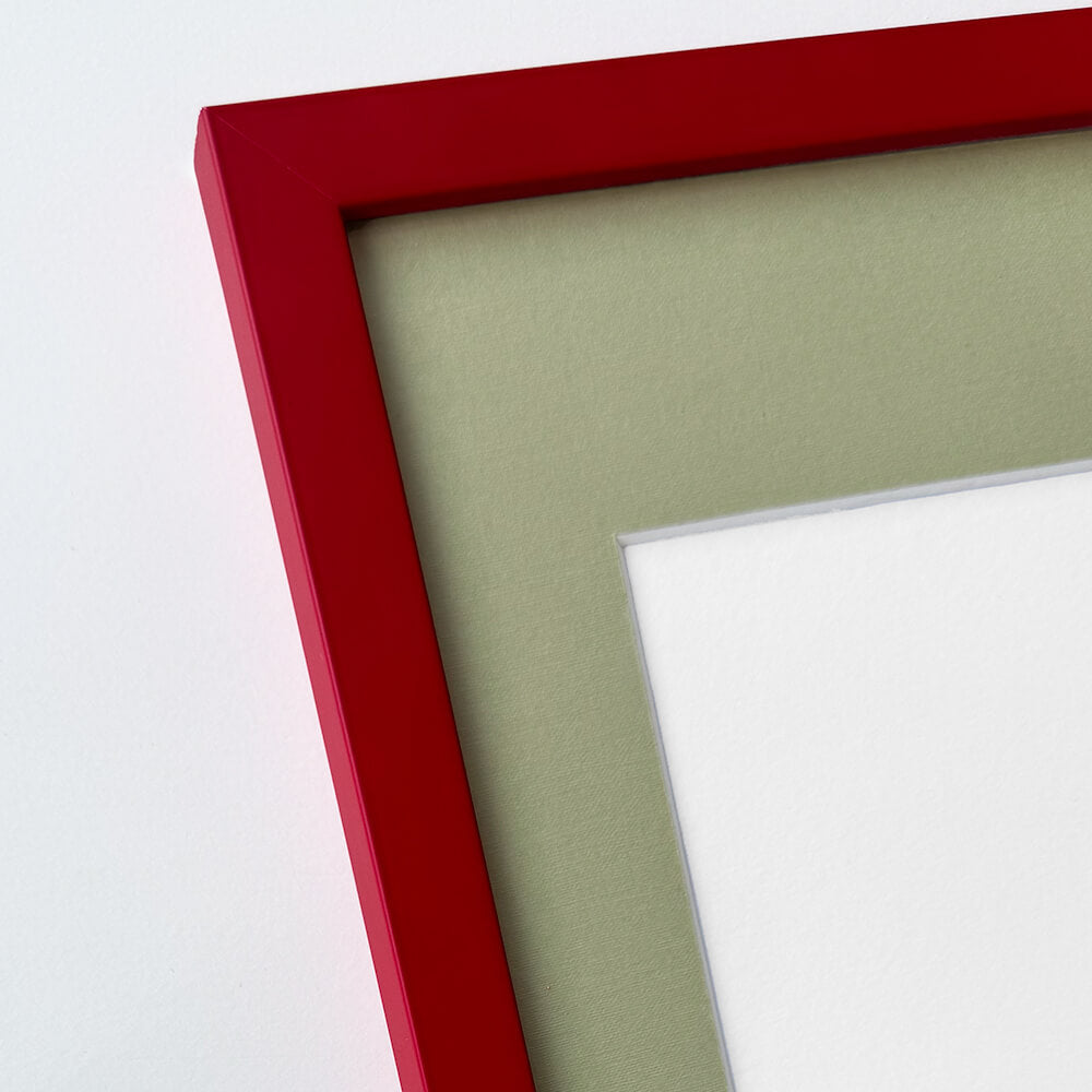 Dark red matte wooden Frame - Narrow (15mm) - A2 (42x59.4cm)