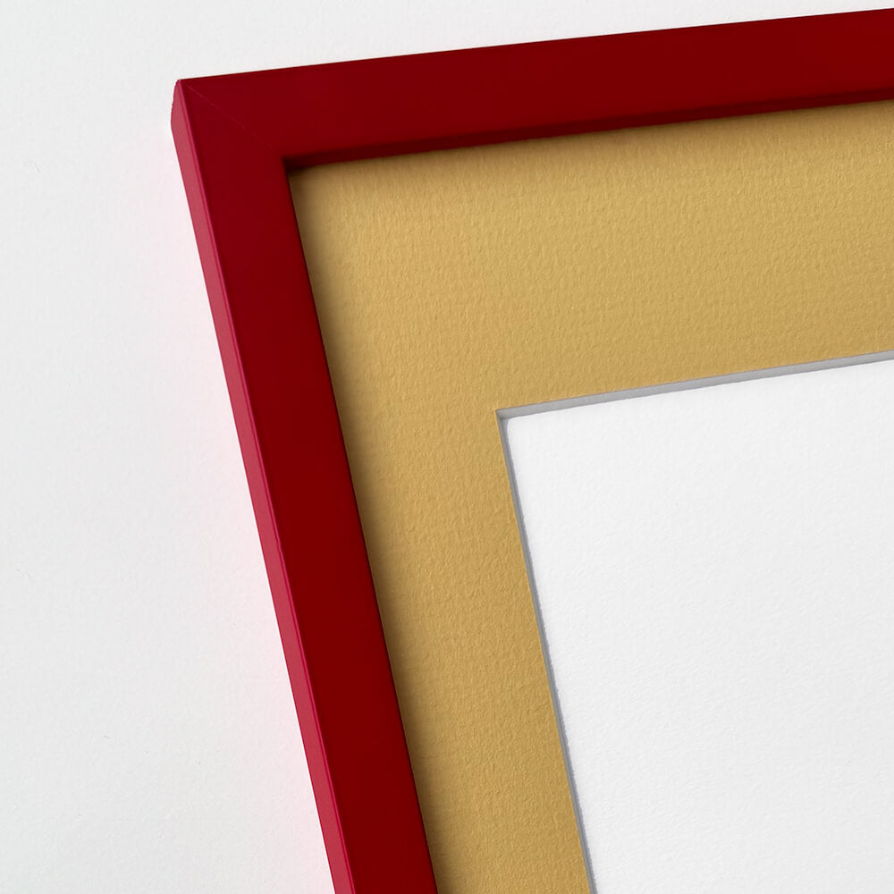 Dark red matt wooden frame - Narrow (15 mm) - 40x50 cm