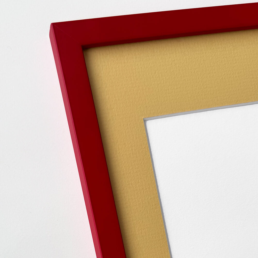 Dark red matte wooden frame - Narrow (15 mm) - Custom size