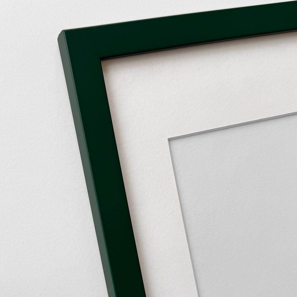 Dark green matte wooden frame - Narrow (15 mm) - Custom size