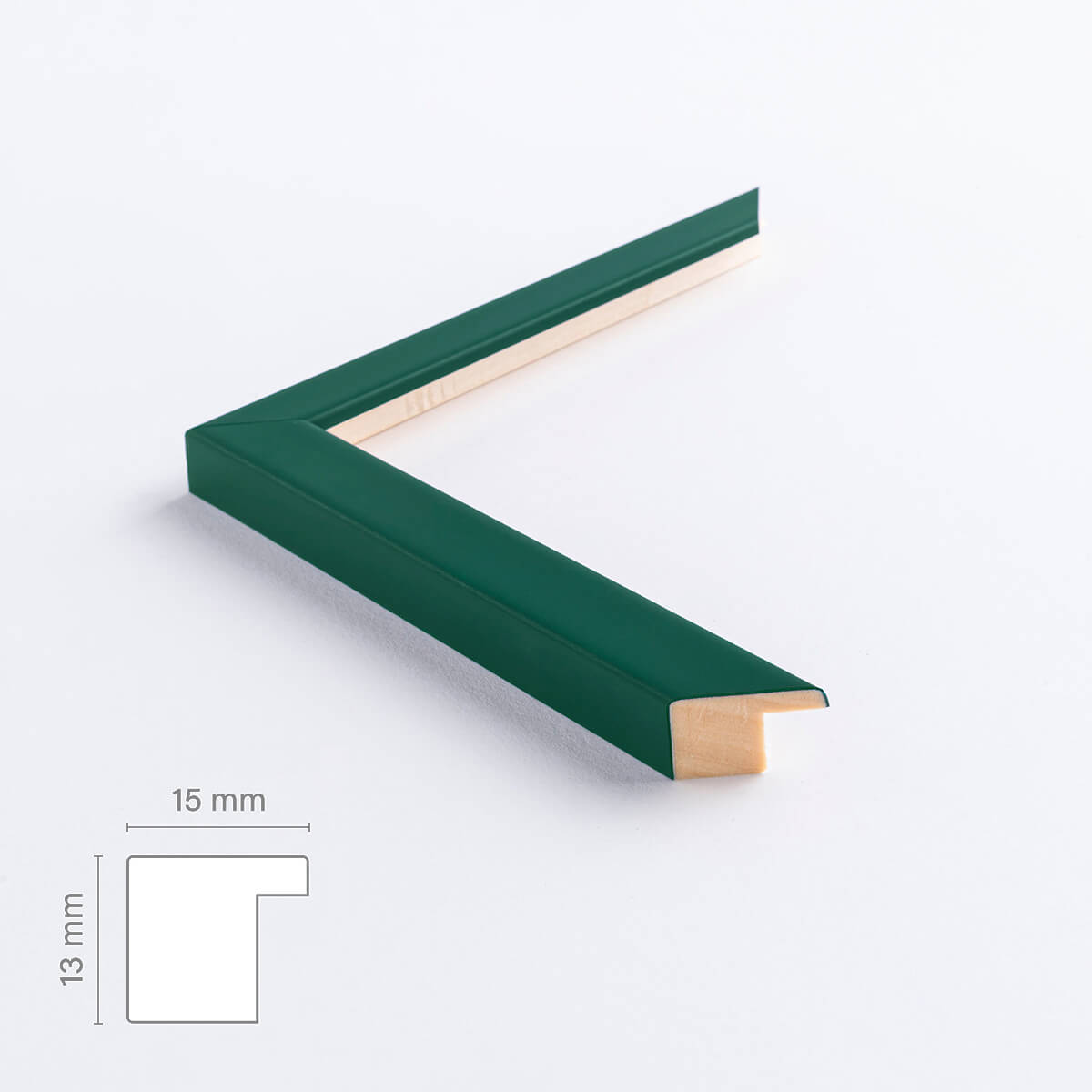 Dark green matte wooden frame - Narrow (15 mm)