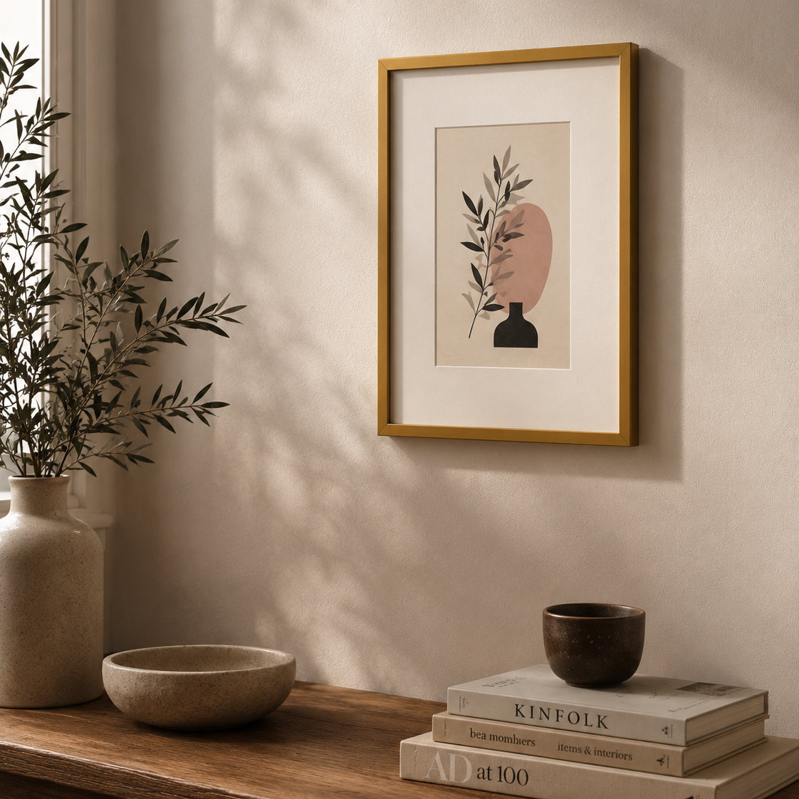 Dark gold wooden frame - Narrow (15 mm) - Custom size