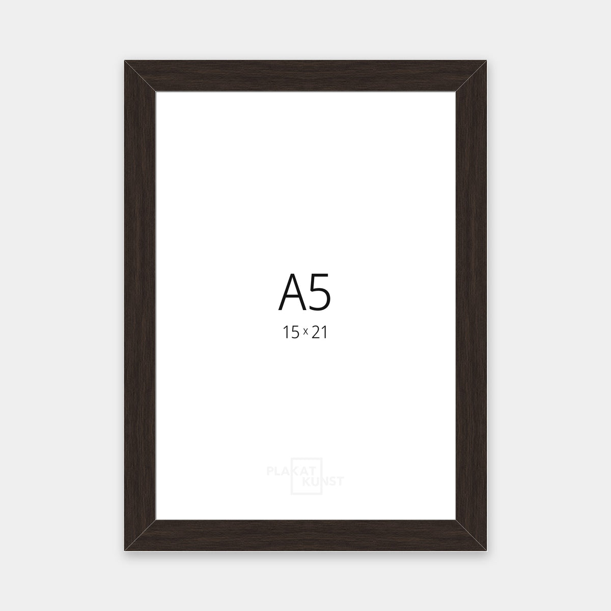Mørk røget eg træramme med smal 15 mm front i A5 (15×21 cm)