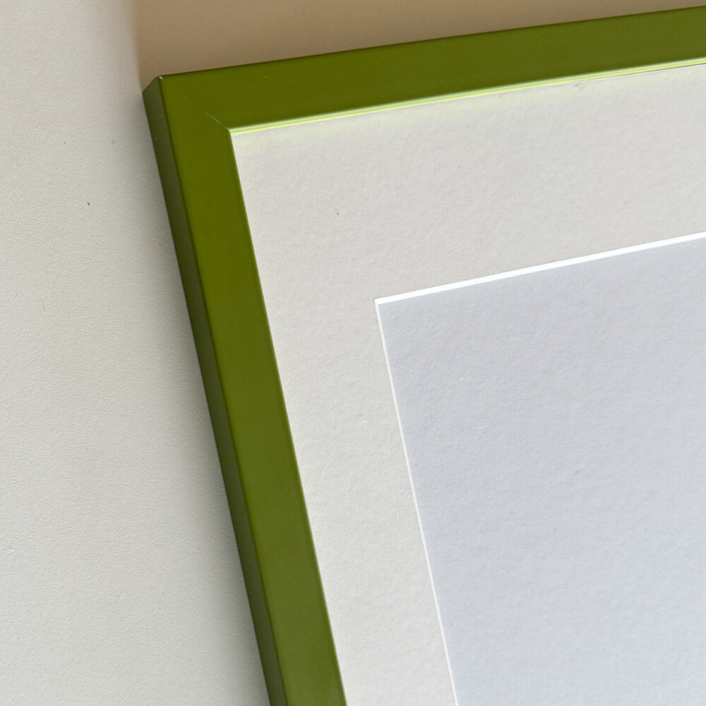 Olive green matte wooden frame - Narrow (15 mm) - 28x35 cm