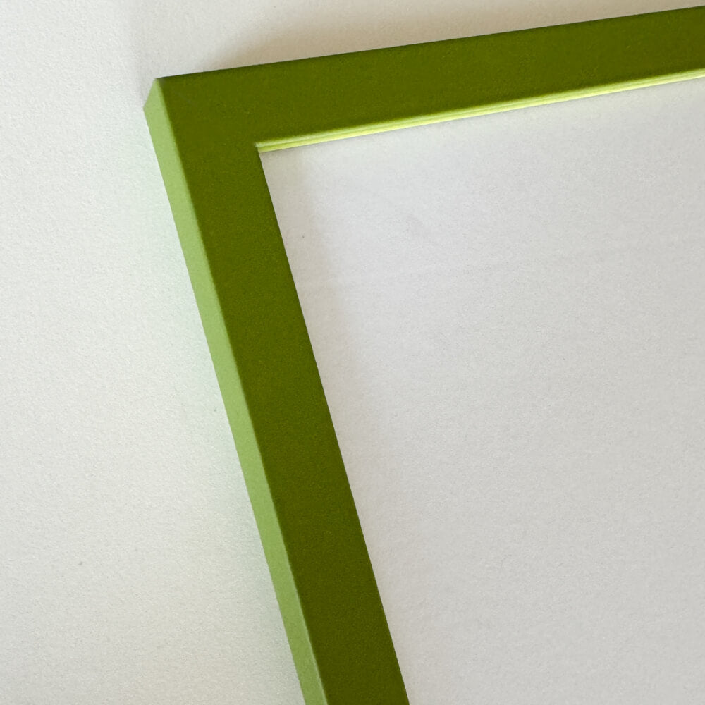 Olive green matte wooden frame - Narrow (15 mm) - A3 (30x42 cm)