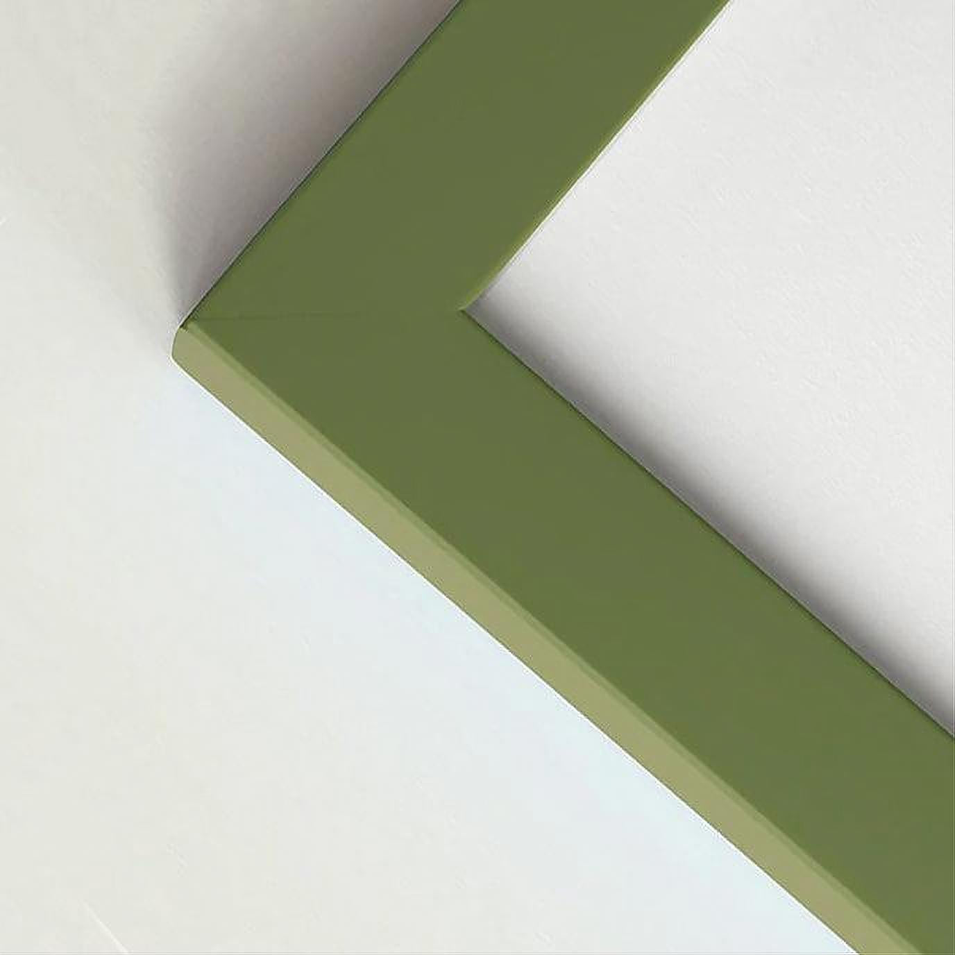 Olive green matte wooden frame - Narrow (15 mm) - Custom size