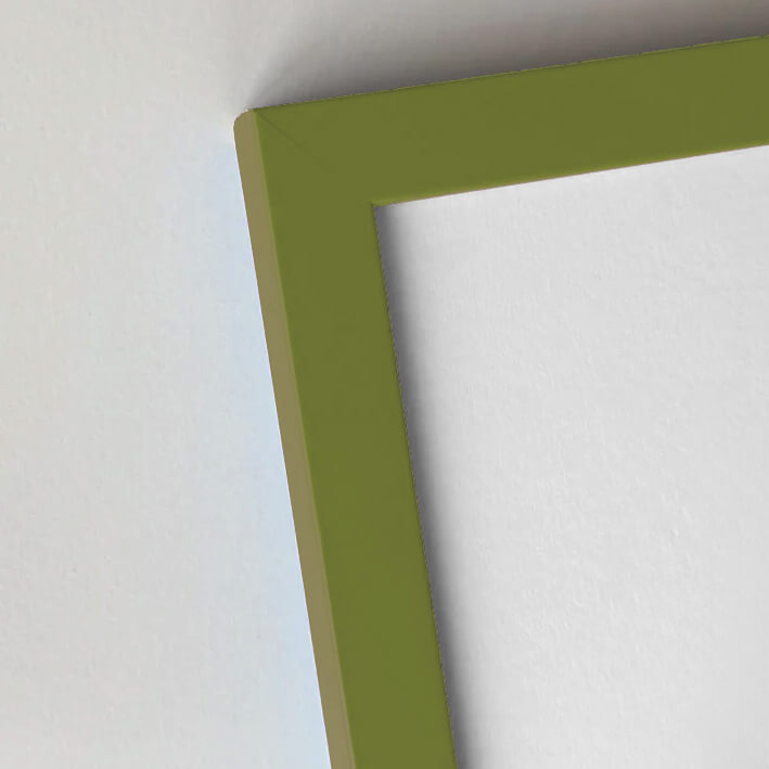 Olive green matte wooden frame - Narrow (15 mm) - 28x35 cm