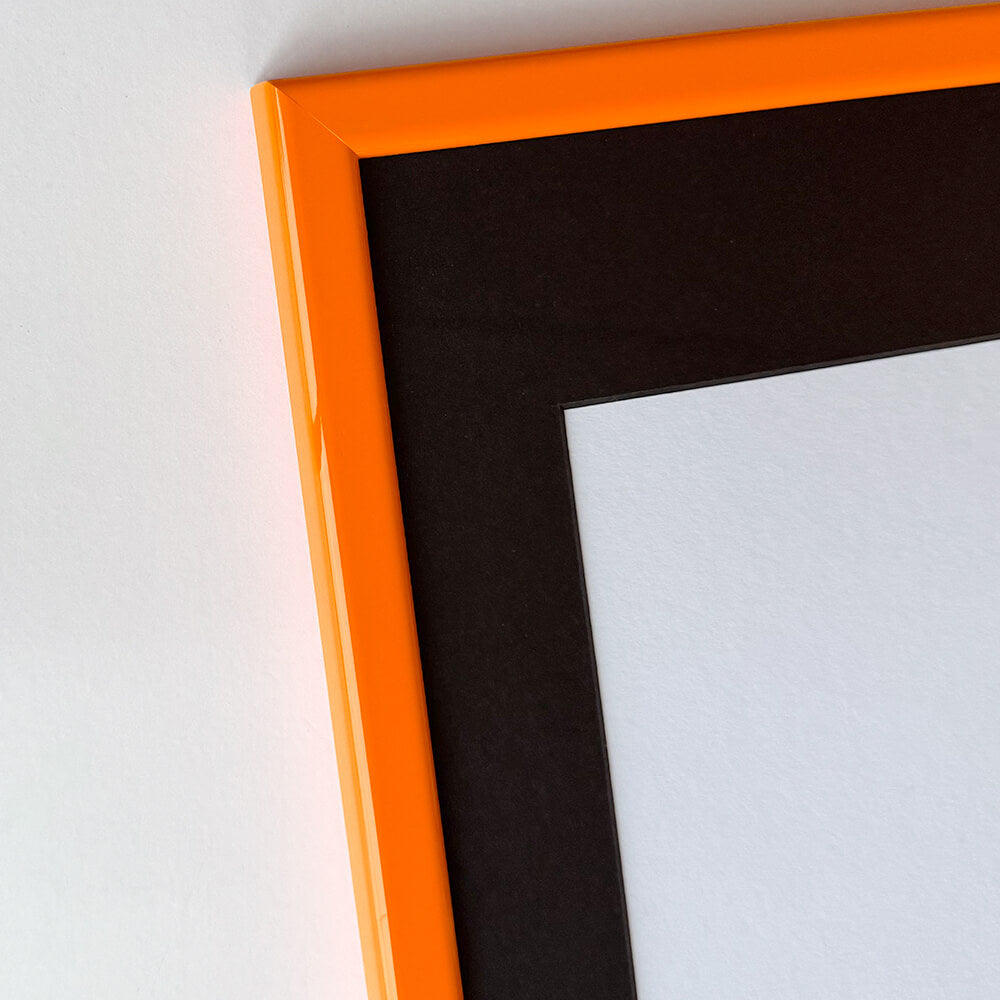 Orange glossy wooden frame - Narrow (14 mm) - Custom size
