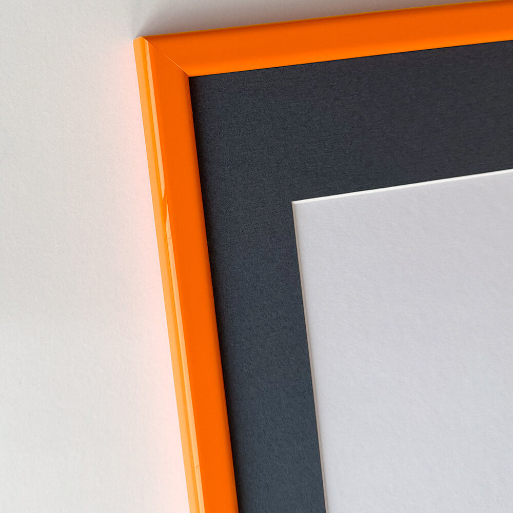 Orange glossy wooden frame - Narrow (14 mm) - 50x70 cm